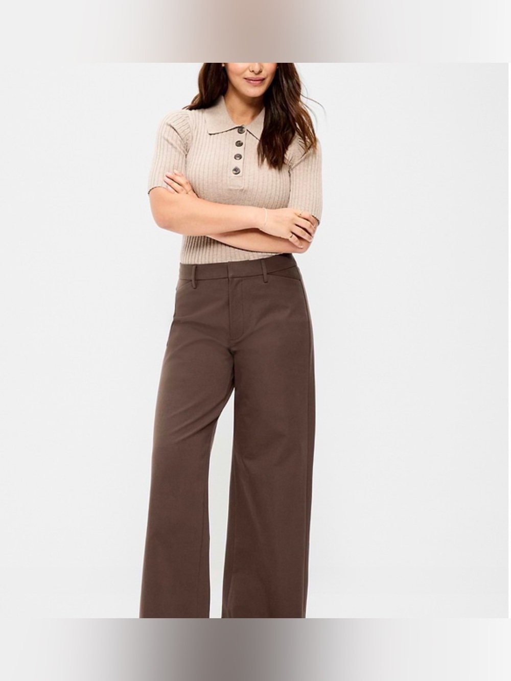 Old Navy High-Waisted Pixie Super Wide-Leg Pants Coffee Espresso Career Office